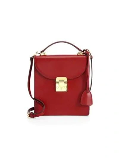 Shop Mark Cross Uptown Caviar Leather Box Bag In Brick Red
