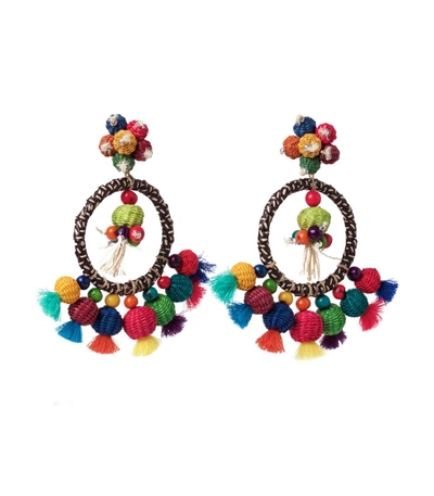 Shop Casa Chiqui Multicolor Oversized Woven Multicolor Earrings