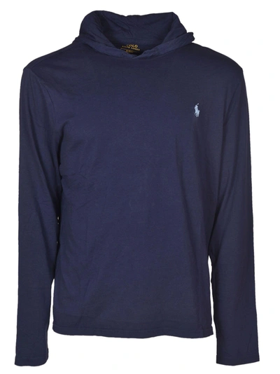 Shop Polo Ralph Lauren Embroidered Logo Hoodie In Navy