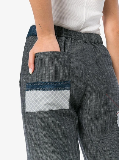 Shop 78 Stitches Patch Detail Trousers In Blue