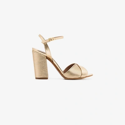 Shop Tabitha Simmons Metallic Gold Kali Champagne 100 Leather Sandals