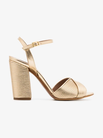 Shop Tabitha Simmons Metallic Gold Kali Champagne 100 Leather Sandals