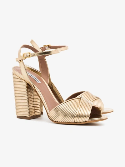 Shop Tabitha Simmons Metallic Gold Kali Champagne 100 Leather Sandals