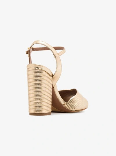 Shop Tabitha Simmons Metallic Gold Kali Champagne 100 Leather Sandals