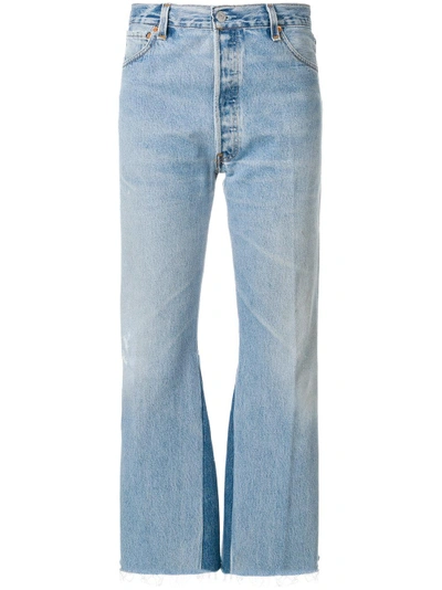 Shop Re/done Paneled Frayed Jeans - Indigo