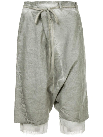 Shop Army Of Me Drawstring Detail Distressed Shorts In Grey