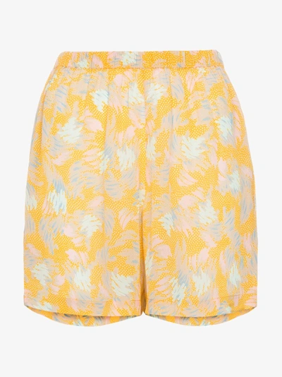 Shop A Peace Treaty Yuna Print Crepe Shorts In Yellow/orange