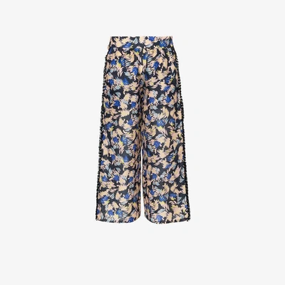 Shop A Peace Treaty Yuna Print Silk Linen-blend Cropped Trousers In Multicolour