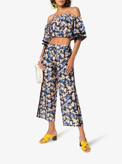 Shop A Peace Treaty Yuna Print Silk Linen-blend Cropped Trousers In Multicolour