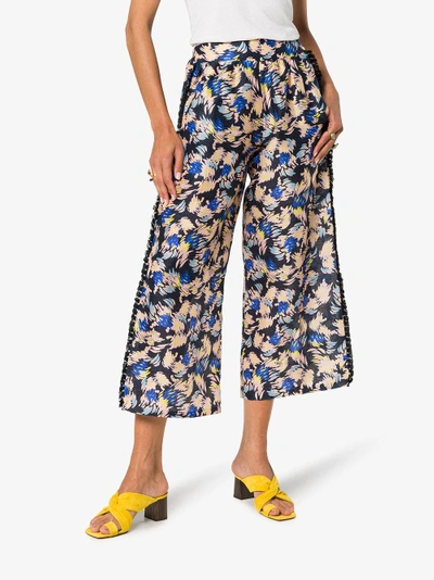 Shop A Peace Treaty Yuna Print Silk Linen-blend Cropped Trousers In Multicolour