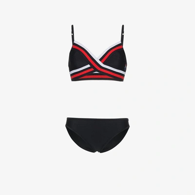 Shop P.e Nation Crossover Striped Bikini In Black