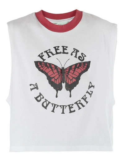 Shop Off-white Butterfly Gym Cropped Tank In White Red