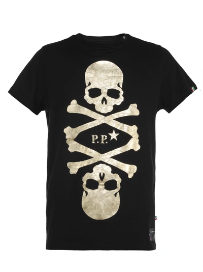 Shop Philipp Plein Cotton T-shirt In Black - Gold