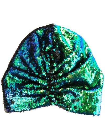 Shop Donia Allegue Sequin Turban - Green