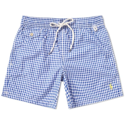 Shop Polo Ralph Lauren Gingham Traveller Swim Short In Blue