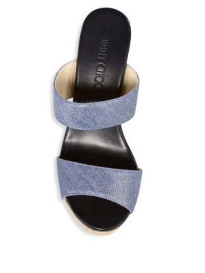 Shop Jimmy Choo Women's Parker Denim Wedge Sandals In Blue
