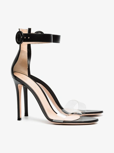 Shop Gianvito Rossi Portofino 105 Pvc And Leather Sandals In Black