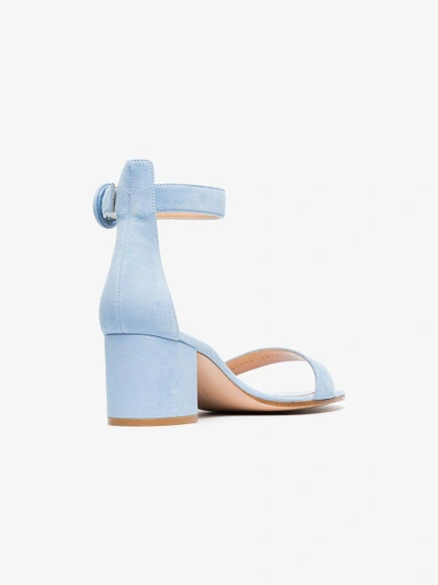 Shop Gianvito Rossi Blue Portofino 60 Suede Sandals