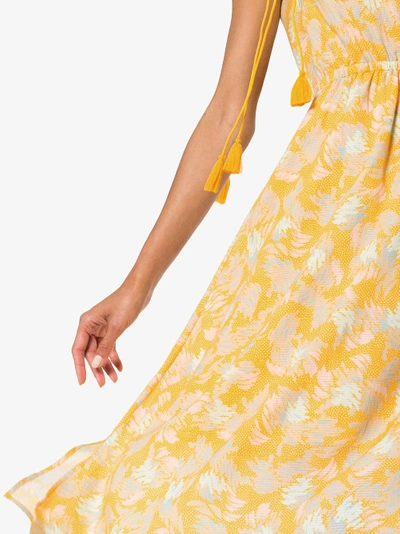 Shop A Peace Treaty Yuna One-shoulder Print Cotton Blend Dress In Yellow/orange