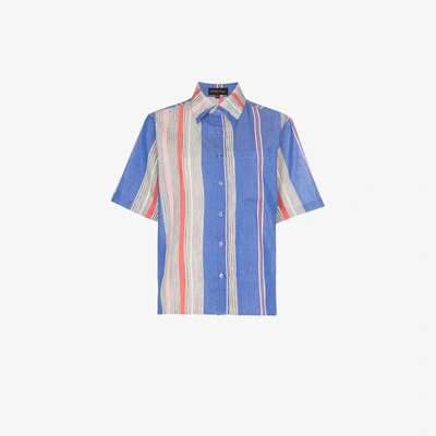 Shop A Peace Treaty Tarouba Stripe Print Cotton Silk-blend Shirt In Pink/purple