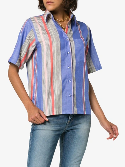 Shop A Peace Treaty Tarouba Stripe Print Cotton Silk-blend Shirt In Pink/purple