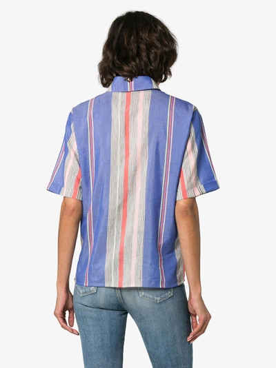 Shop A Peace Treaty Tarouba Stripe Print Cotton Silk-blend Shirt In Pink/purple