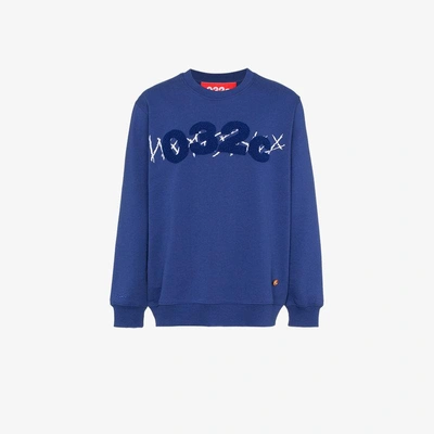 Shop 032c Blue Cotton Embroidered Sweatshirt