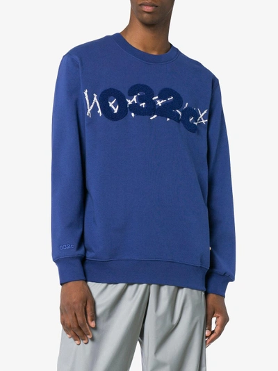 Shop 032c Blue Cotton Embroidered Sweatshirt