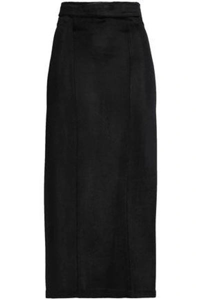 Shop Galvan Woman Stretch-knit Midi Skirt Black