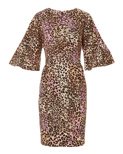 Shop Adam Lippes Flutter Sleeve Leopard Dress