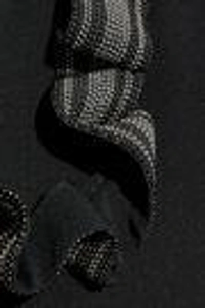 Shop Brunello Cucinelli Woman Bead-embellished Silk-blend Halterneck Gown Charcoal