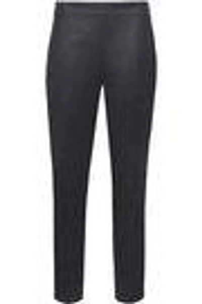 Shop Agnona Woman Wool-blend Straight-leg Pants Dark Gray