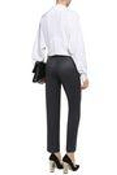 Shop Agnona Woman Wool-blend Straight-leg Pants Dark Gray