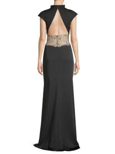 Shop Basix Black Label Sleeveless Sequin-waist Gown In Black Silver
