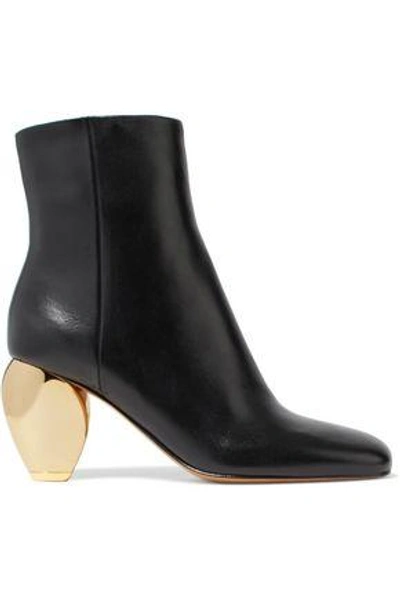Shop Valentino Sculpture Leather Ankle Boots In Black