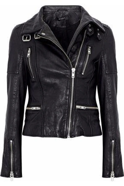 Shop Muubaa Woman Leather Biker Jacket Black