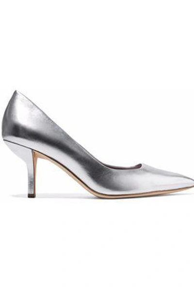 Shop Diane Von Furstenberg Woman Metallic Leather Pumps Silver