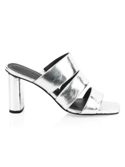 Shop Kendall + Kylie Metallic Leather Sandals In Silver