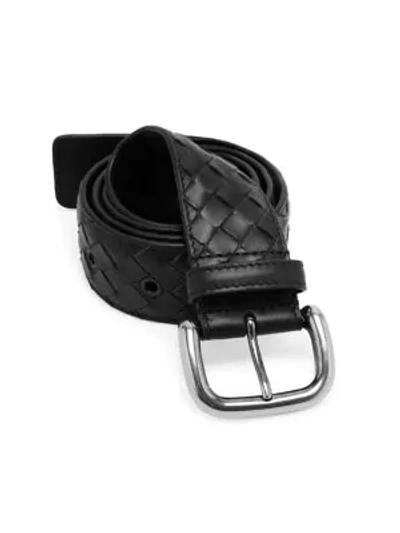 Shop Bottega Veneta Woven Leather Belt In Black
