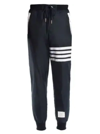 Shop Thom Browne Stripe Cashmere & Cotton Sweatpants In Navy