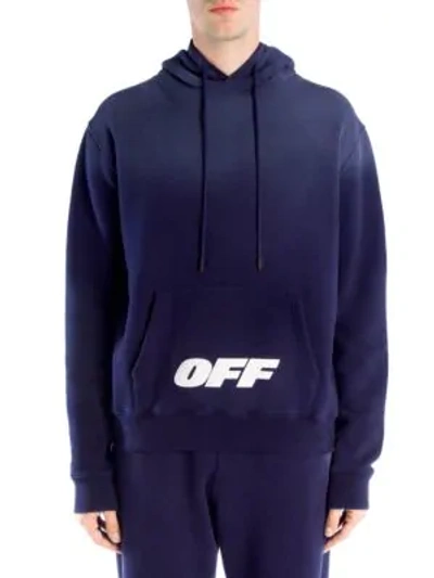 Shop Off-white Wing Off Cotton Hoodie In Blue