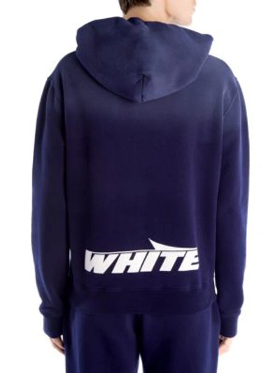 Shop Off-white Wing Off Cotton Hoodie In Blue