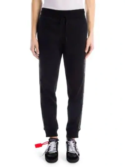 Shop Off-white Striped Cotton Sweatpants In Black