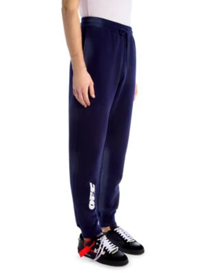Shop Off-white Wing Off Cotton Sweatpants In Blue