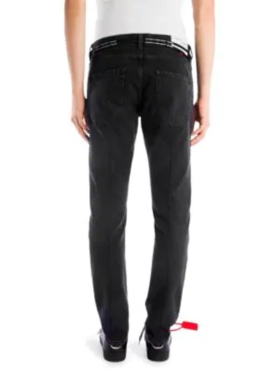 Shop Off-white Gothic Slim Back Cotton Dark Jeans In Black