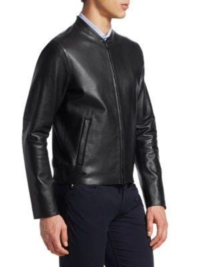 Shop Emporio Armani Perforated Nappa Leather Bomber In Black