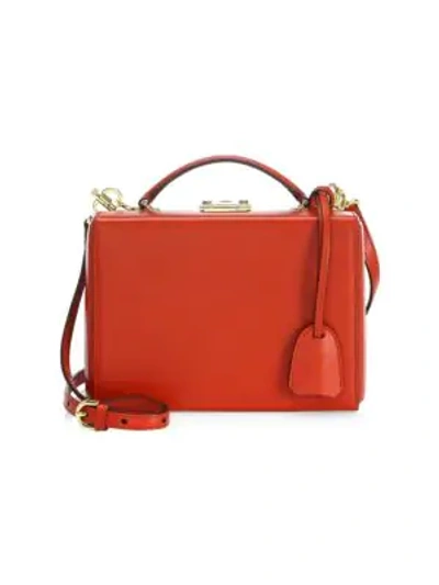 Shop Mark Cross Grace Small Box Leather Crossbody Bag In Brick Red