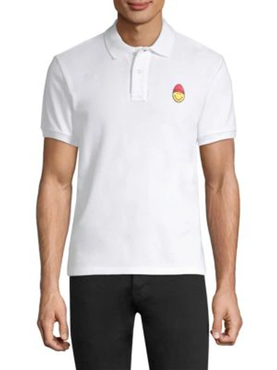 Shop Ami Alexandre Mattiussi Smiley Cotton Polo In White