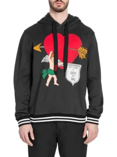 Shop Dolce & Gabbana Heart Graphic Hoodie In Black