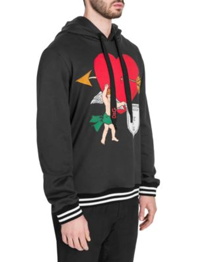 Shop Dolce & Gabbana Heart Graphic Hoodie In Black